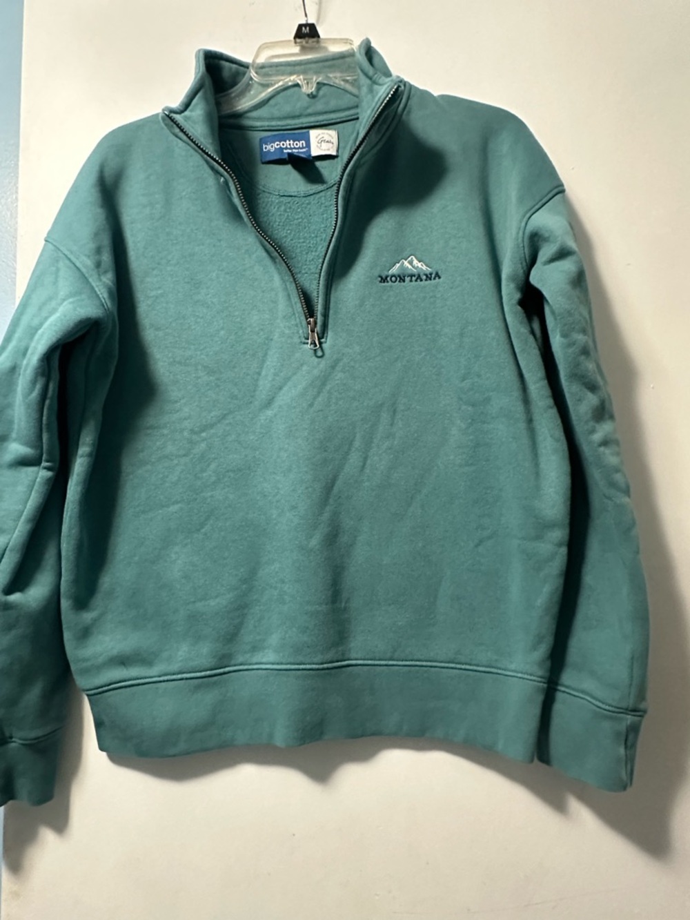 Big Cotton Montana Men's Teal Quarter-Zip Pullover